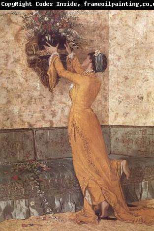 Osman Hamdy Bey Jeune fille disposant des fleurs dans un vase (mk32)